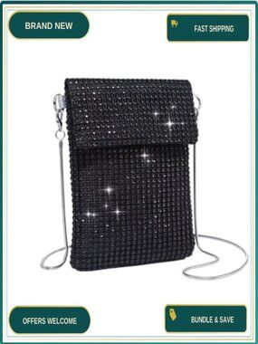 Glitter Rhinestone Sequin Evening Bag Crossbody Purse Wedding Handbag